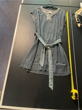Liz Claiborne Blue Denim Tunic Dress with Waist Tie